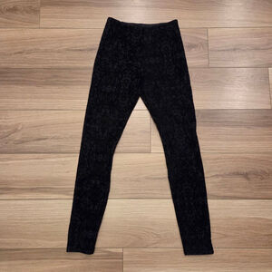 Women's Lysse Black Lace Pattern velvet Leggings XS